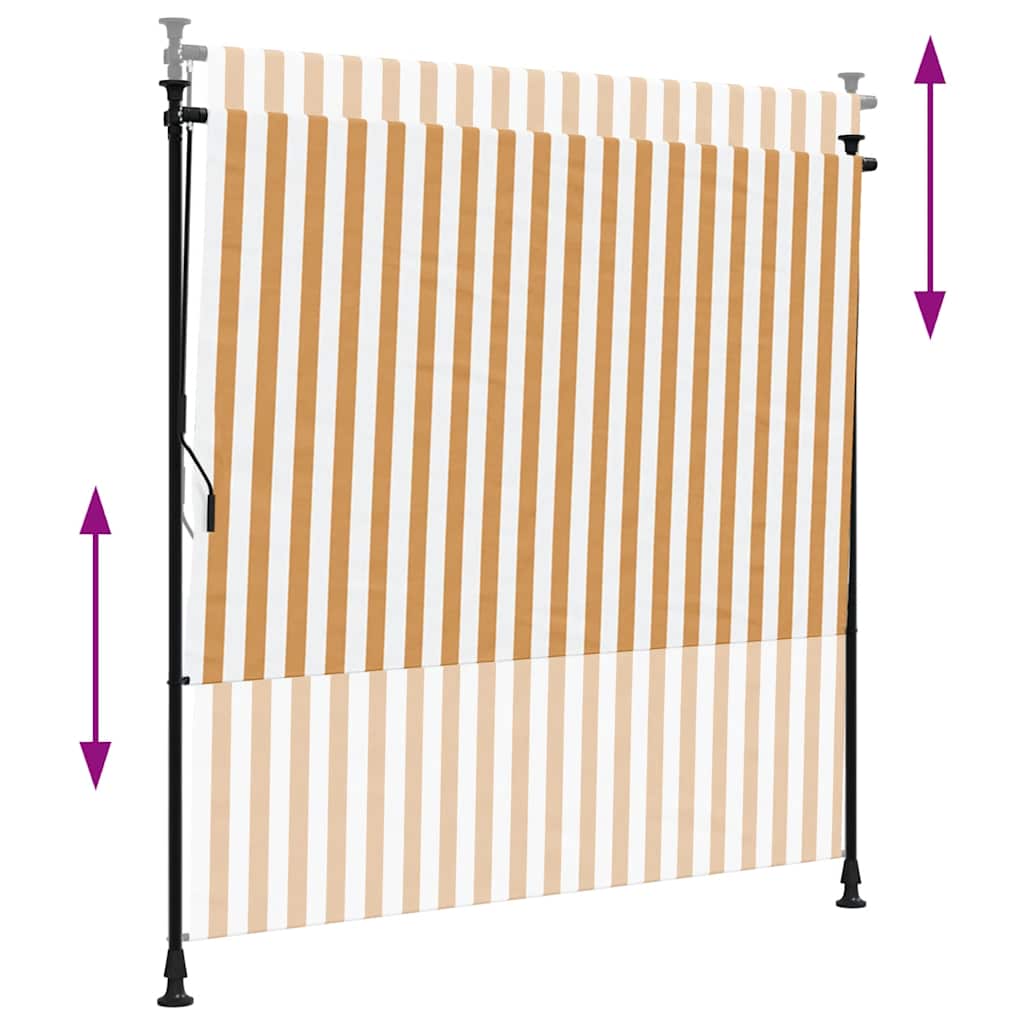 Tenda a Rullo Esterno Arancio Bianca 150x270 cm Tessuto Acciaio - homemem39