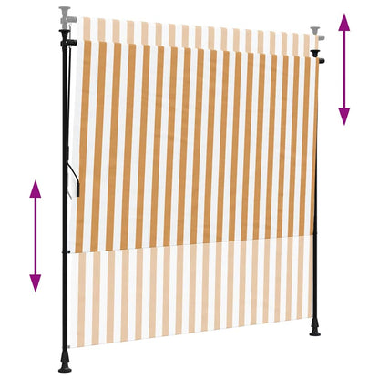 Tenda a Rullo Esterno Arancio Bianca 150x270 cm Tessuto Acciaio