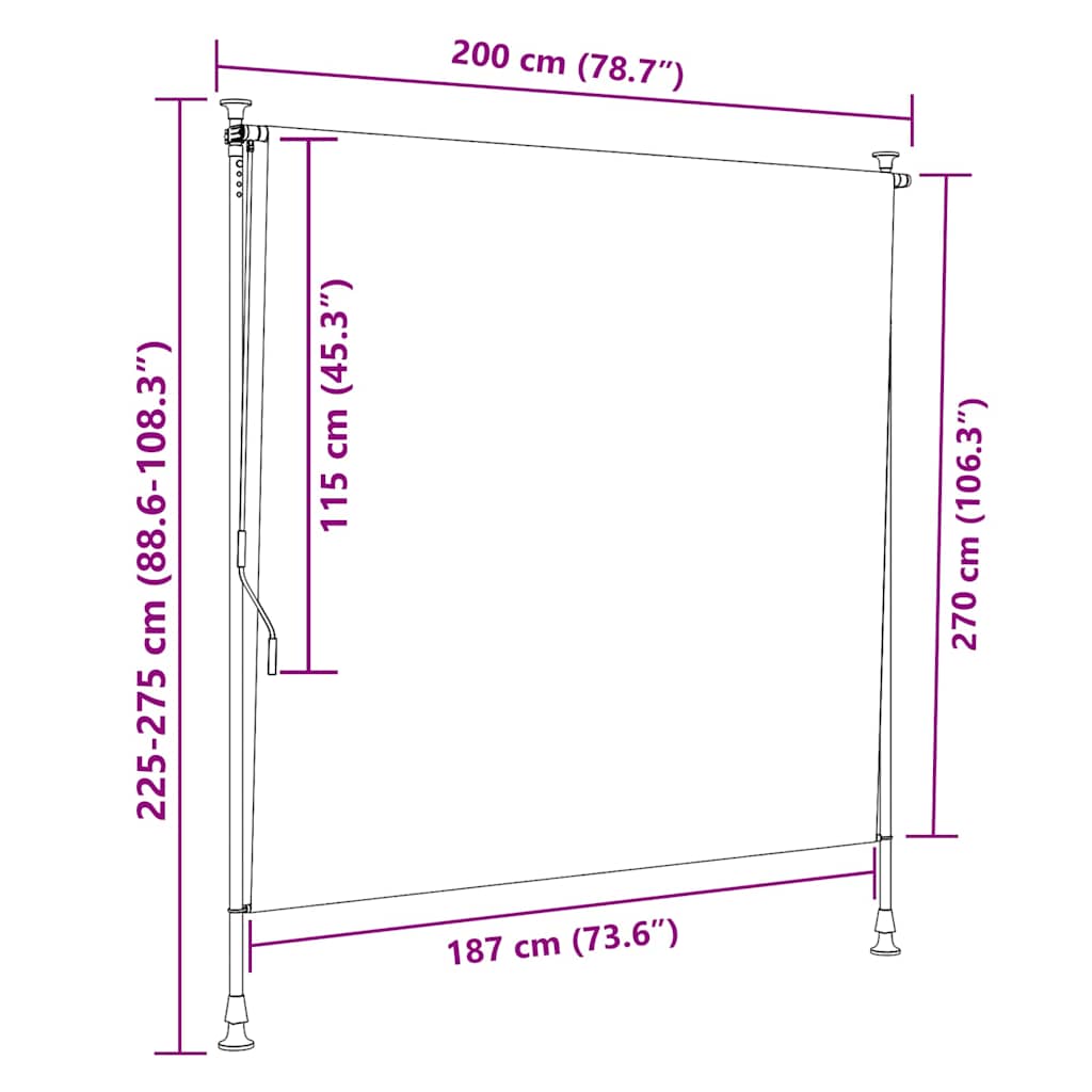 Tenda a Rullo Esterno Arancio Bianca 200x270cm Tessuto Acciaio | homemem39