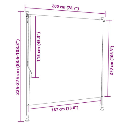 Tenda a Rullo Esterno Arancio Bianca 200x270cm Tessuto Acciaio