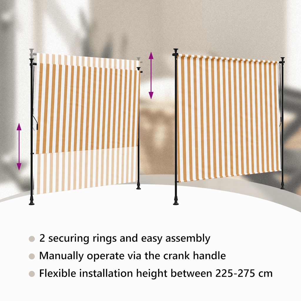 Tenda a Rullo Esterno Arancio Bianca 200x270cm Tessuto Acciaio | homemem39