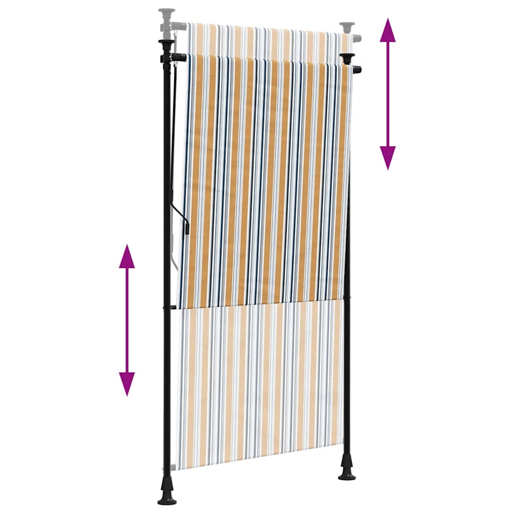 Tenda a Rullo Esterno Gialla e Bianca 120x270cm Tessuto Acciaio