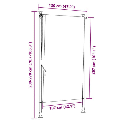 Tenda a Rullo Esterno Gialla e Bianca 120x270cm Tessuto Acciaio - homemem39
