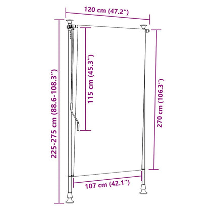 Tenda a Rullo Esterno Gialla e Bianca 120x270cm Tessuto Acciaio