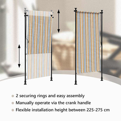 Tenda a Rullo Esterno Gialla e Bianca 120x270cm Tessuto Acciaio - homemem39