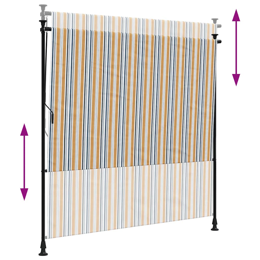 Tenda a Rullo Esterno Gialla e Bianca 150x270cm Tessuto Acciaio - homemem39