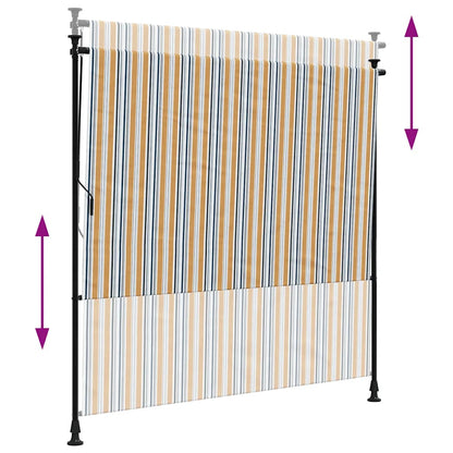 Tenda a Rullo Esterno Gialla e Bianca 150x270cm Tessuto Acciaio - homemem39