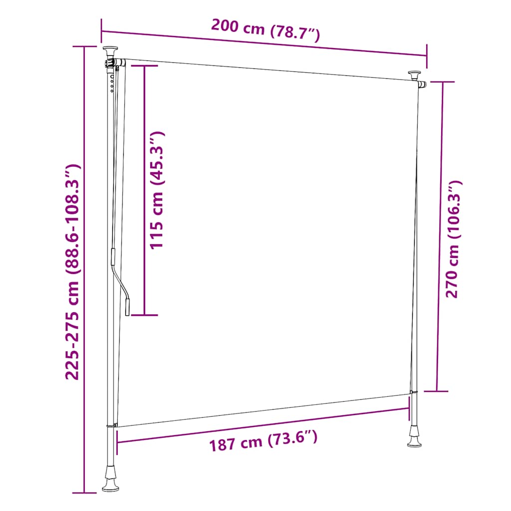 Tenda a Rullo Esterno Gialla e Bianca 200x270cm Tessuto Acciaio | homemem39