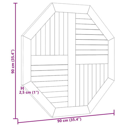 Piano per Tavolo 90x90x2,5 cm Ottagonale Legno Massello di Teak | homemem39