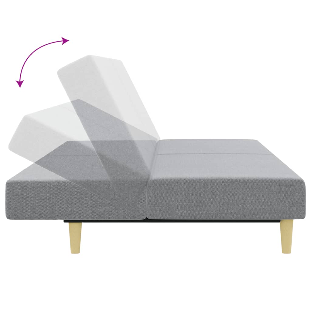 Divano Letto a 2 Posti con Poggiapiedi Grigio Chiaro in Tessuto - homemem39