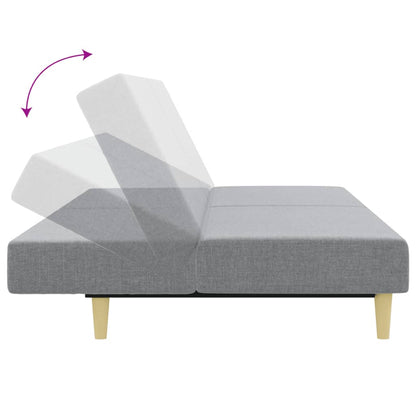 Divano Letto a 2 Posti con Poggiapiedi Grigio Chiaro in Tessuto - homemem39
