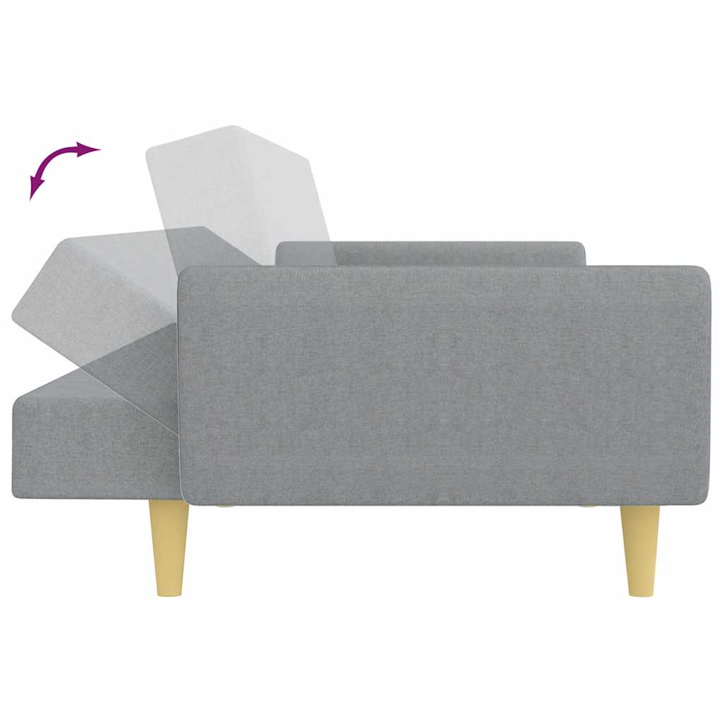 Divano Letto a 2 Posti con Poggiapiedi Grigio Chiaro in Tessuto - homemem39
