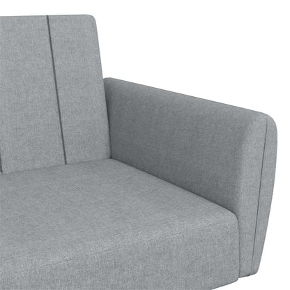 Divano Letto a 2 Posti con Poggiapiedi Grigio Chiaro in Tessuto - homemem39