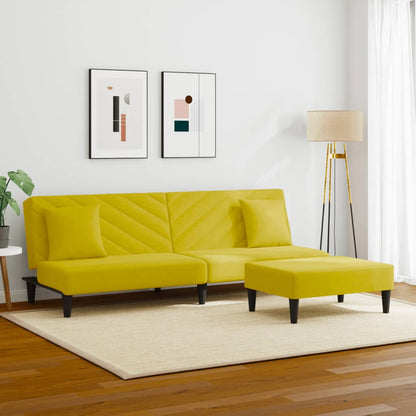 Set di Divani 2 pz con Cuscini Giallo in Velluto - homemem39