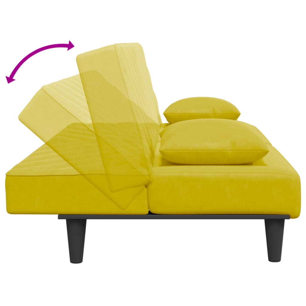Set di Divani 2 pz con Cuscini Giallo in Velluto - homemem39