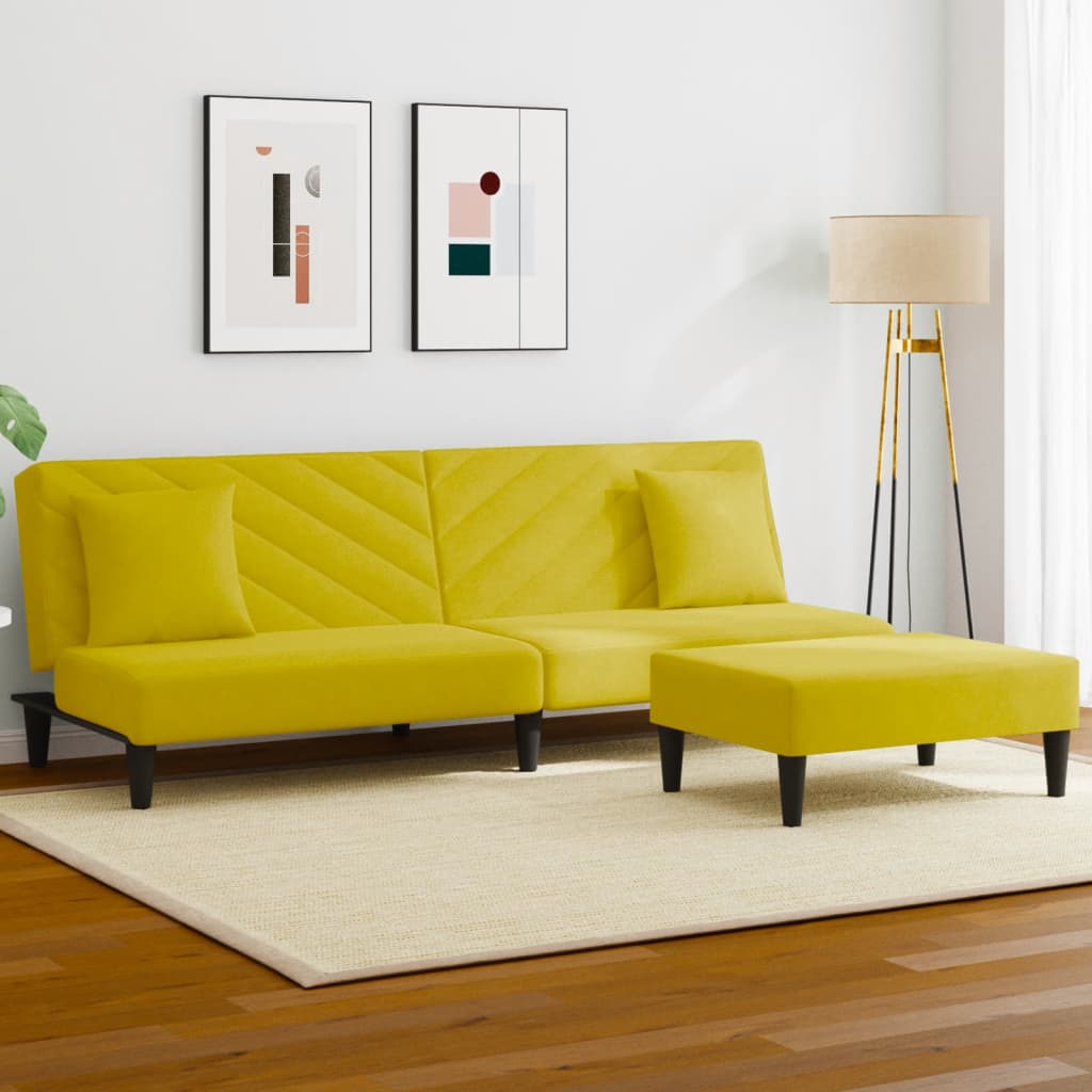 Set di Divani 2 pz con Cuscini Giallo in Velluto - homemem39