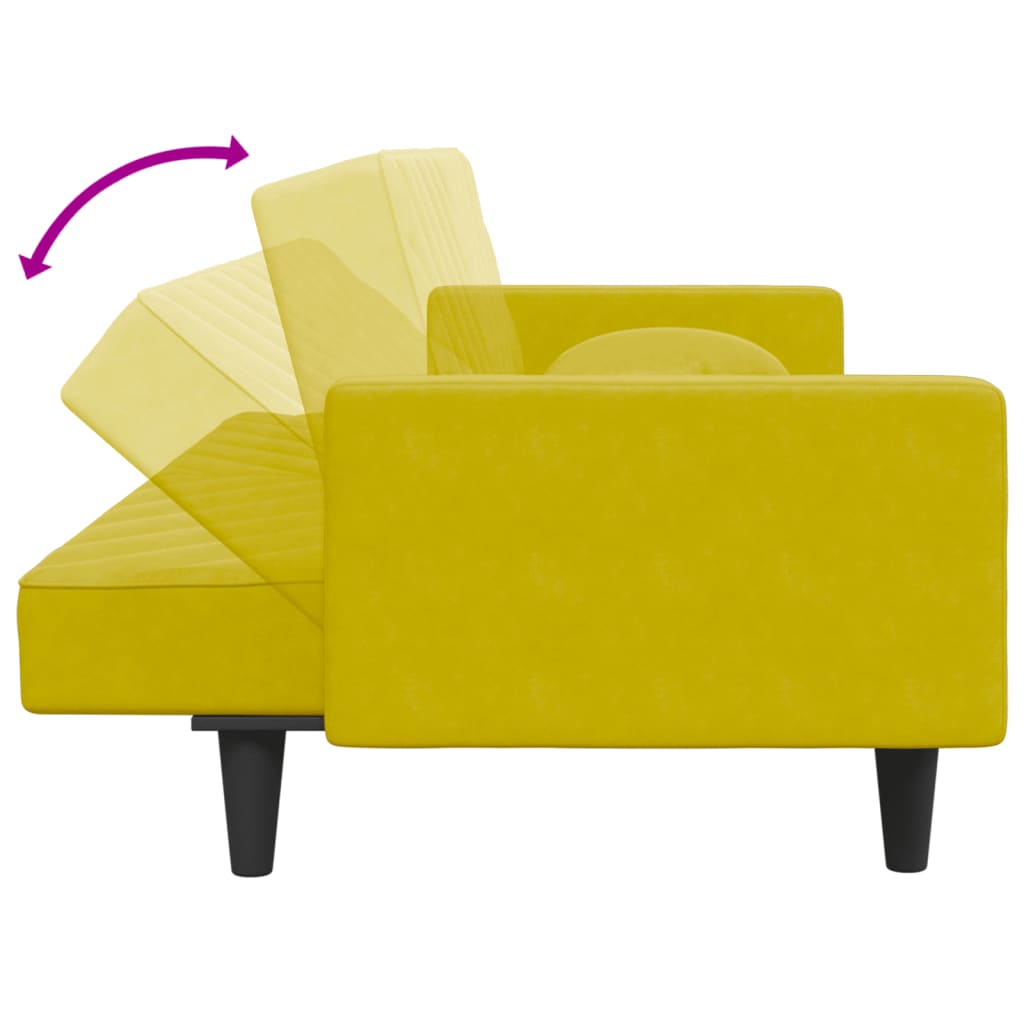 Set di Divani 2 pz con Cuscini Giallo in Velluto - homemem39