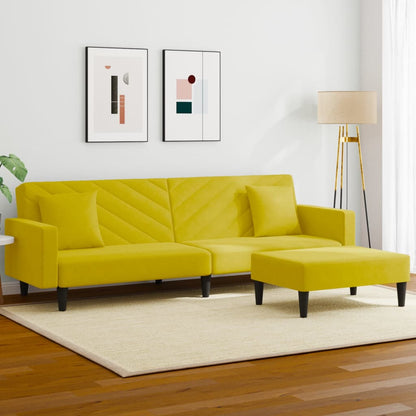 Set di Divani 2 pz con Cuscini Giallo in Velluto - homemem39