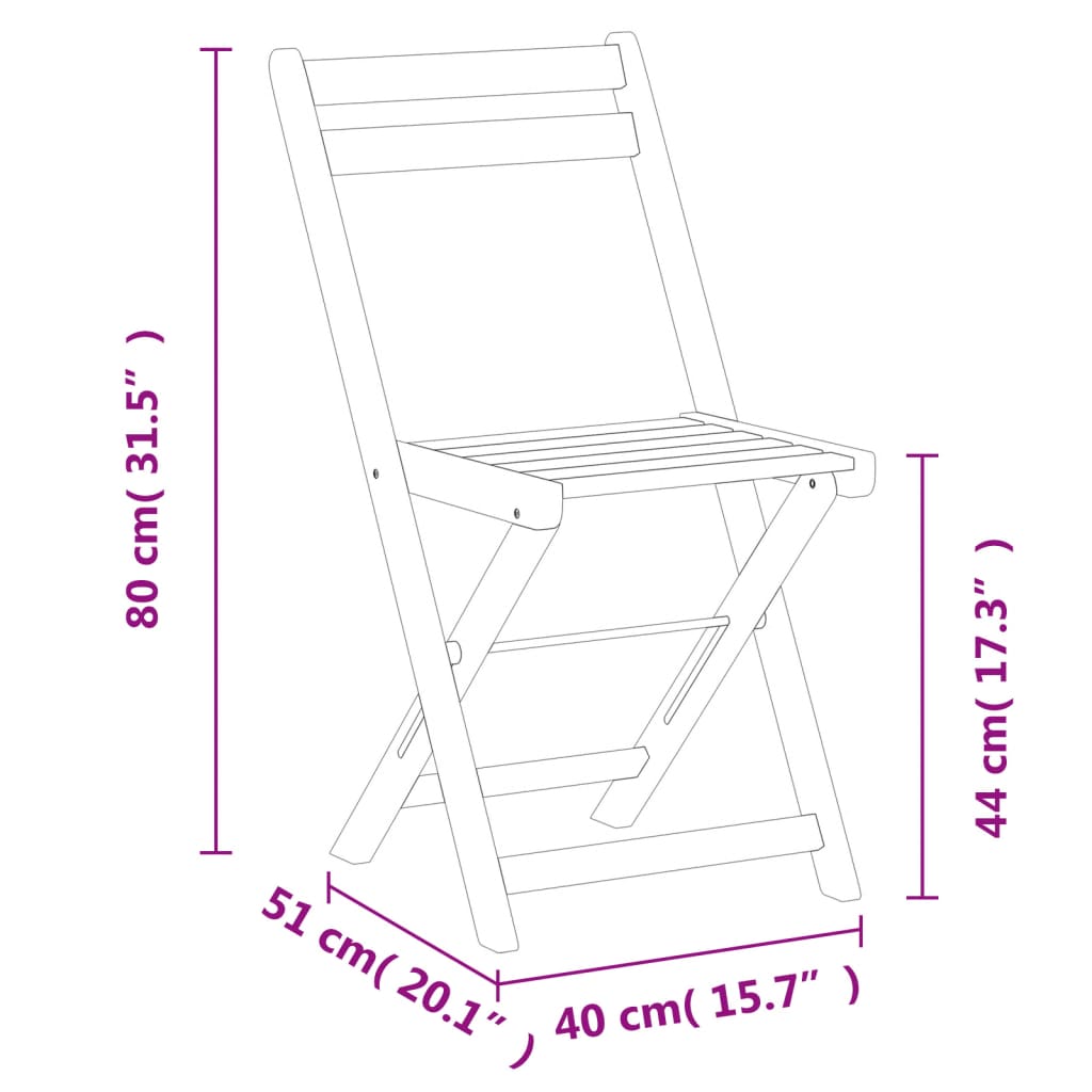 Sedie Pieghevoli da Bistrò 8 pz in Legno Massello di Acacia - homemem39