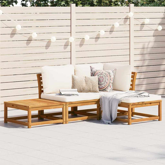 Set Salotto da Giardino 4pz con Cuscini Legno Massello Acacia - homemem39