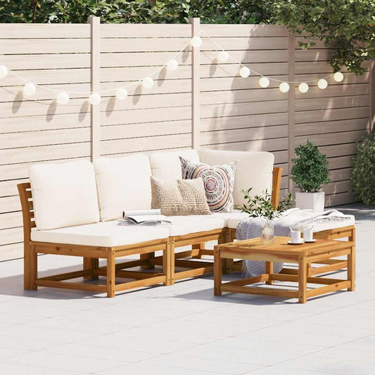 Set Salotto da Giardino 5 pz con Cuscini Legno Massello Acacia - homemem39