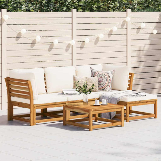 Set Salotto da Giardino 5 pz con Cuscini Legno Massello Acacia - homemem39