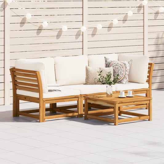 Set Mobili da Giardino 3pz con Cuscini Legno Massello di Acacia - homemem39