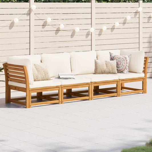 Set Salotto da Giardino 4pz con Cuscini Legno Massello Acacia - homemem39