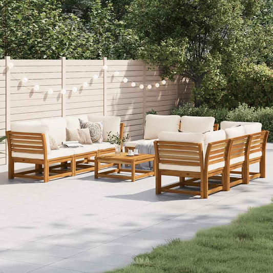 Set Salotto Giardino 9 pz con Cuscini Legno Massello di Acacia - homemem39