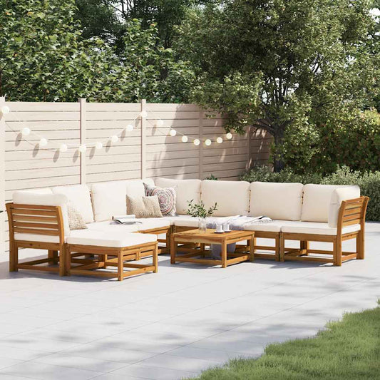 Set Salotto Giardino 9 pz con Cuscini Legno Massello di Acacia - homemem39