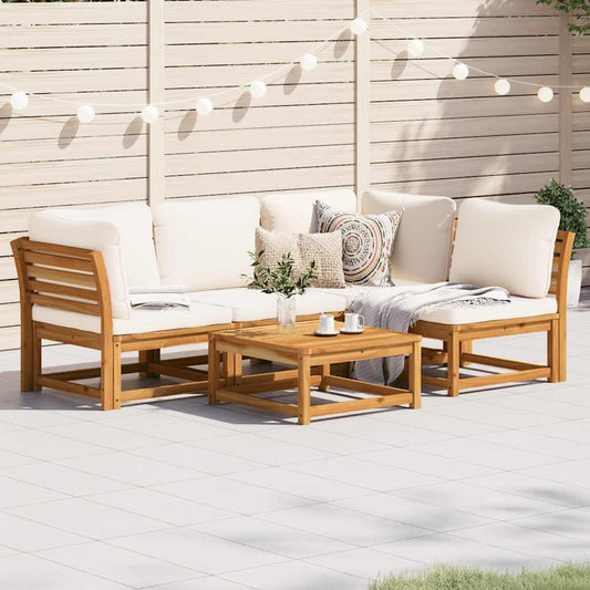 Set Salotto da Giardino 5 pz con Cuscini Legno Massello Acacia - homemem39