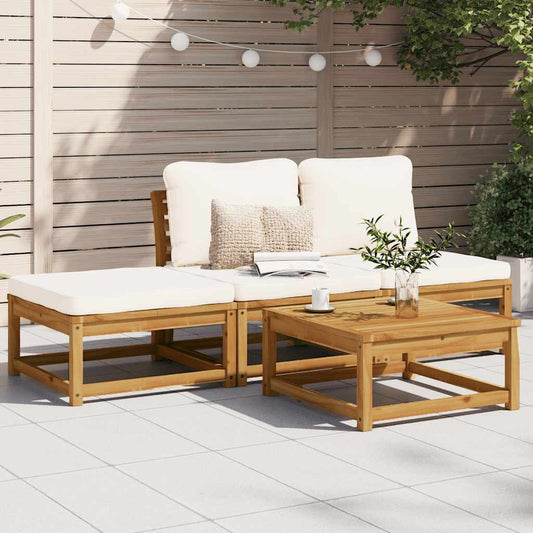 Set Salotto da Giardino 4pz con Cuscini Legno Massello Acacia - homemem39