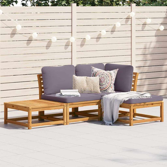 Set Salotto da Giardino 4pz con Cuscini Legno Massello Acacia - homemem39