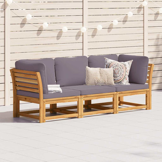 Set Mobili da Giardino 3pz con Cuscini Legno Massello di Acacia - homemem39