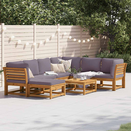 Set Salotto da Giardino 8 pz con Cuscini Legno Massello Acacia - homemem39