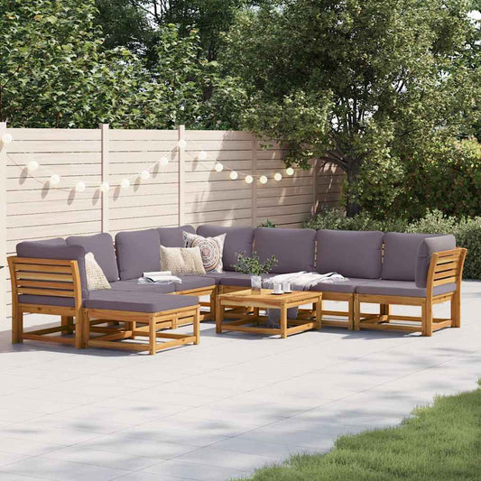 Set Salotto Giardino 9 pz con Cuscini Legno Massello di Acacia - homemem39