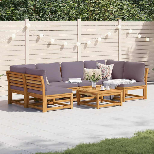 Set Salotto da Giardino 7 pz con Cuscini Legno Massello Acacia