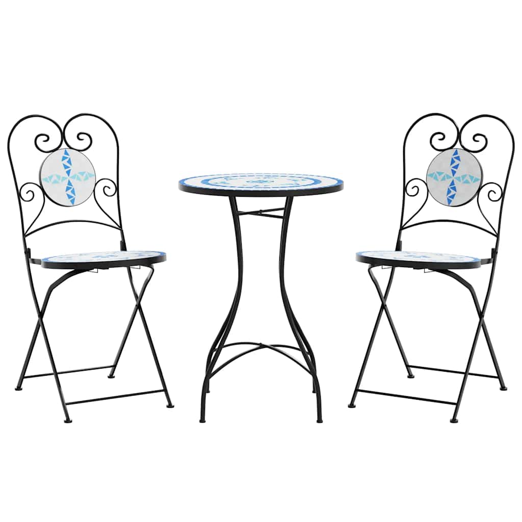 Set da Bistrot con Mosaico e in Ferro e Ceramica