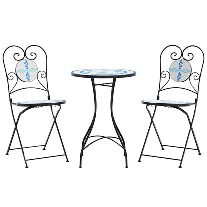 Set da Bistrot con Mosaico e in Ferro e Ceramica