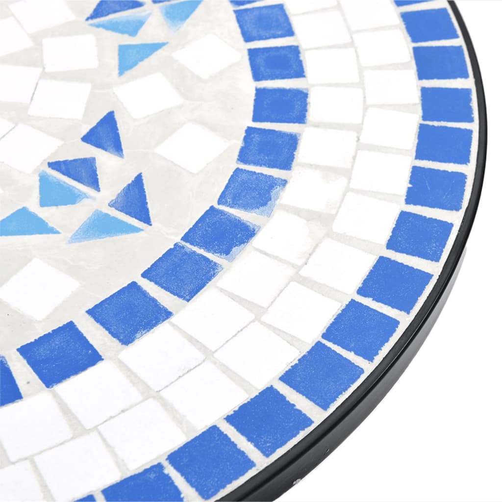 Set da Bistrot con Mosaico Blu e Bianco in Ferro e Ceramica - homemem39