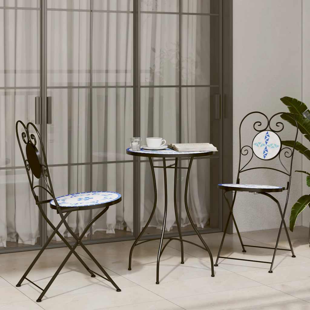 Set da Bistrot con Mosaico e in Ferro e Ceramica