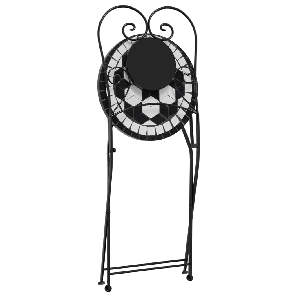 Set da Bistrot con Mosaico Nero e Bianco in Ferro e Ceramica - homemem39