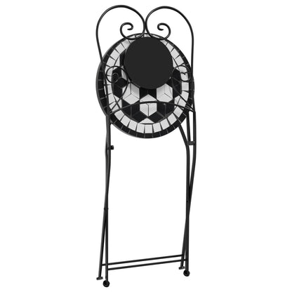 Set da Bistrot con Mosaico Nero e Bianco in Ferro e Ceramica - homemem39