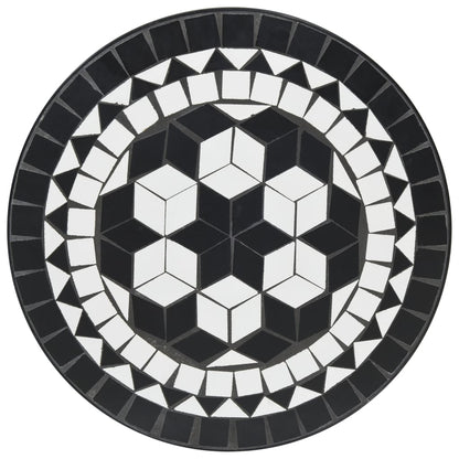 Set da Bistrot con Mosaico Nero e Bianco in Ferro e Ceramica - homemem39