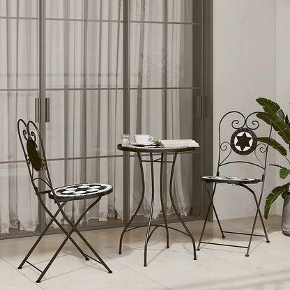 Set da Bistrot con Mosaico e in Ferro e Ceramica