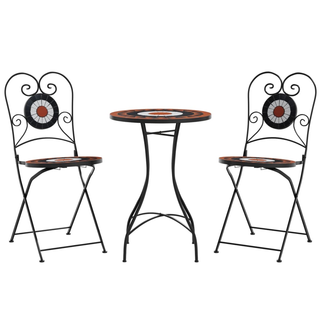 Set da Bistrot con Mosaico Terracotta e Ferro e Ceramica