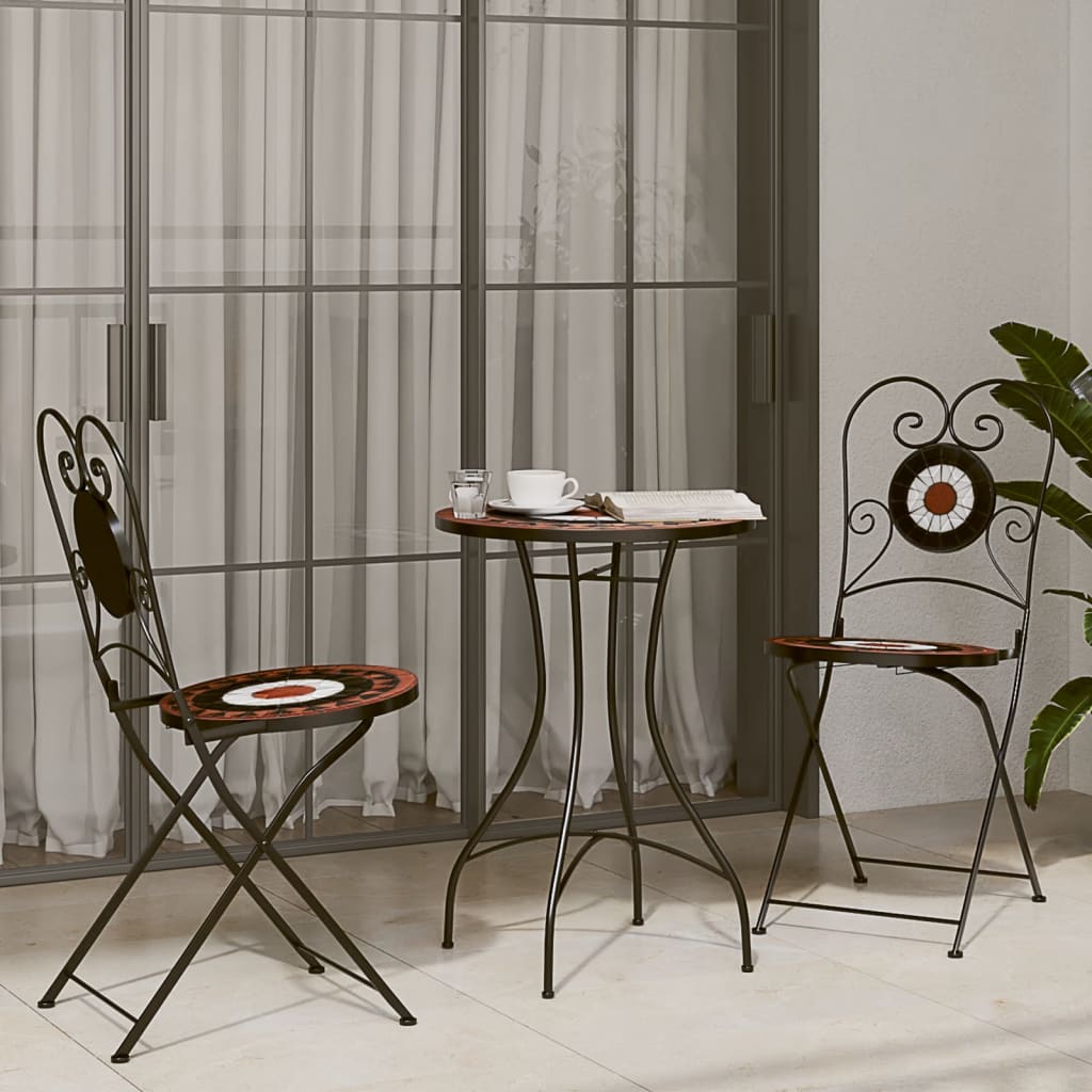 Set da Bistrot con Mosaico Terracotta e Ferro e Ceramica