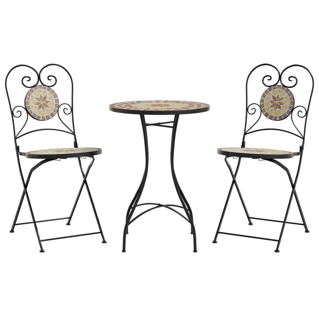 Set da Bistrot con Mosaico Terracotta e Ferro e Ceramica