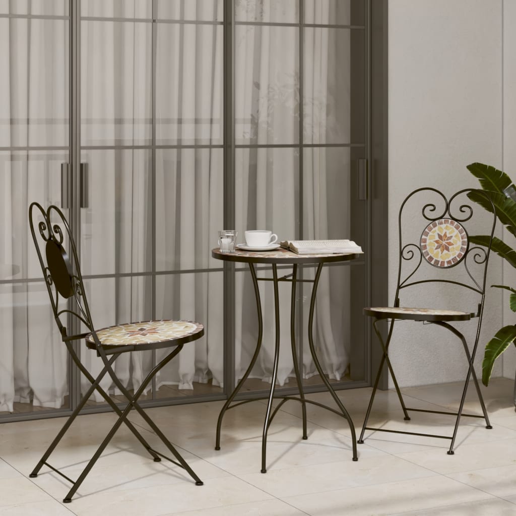 Set da Bistrot con Mosaico Terracotta e Ferro e Ceramica