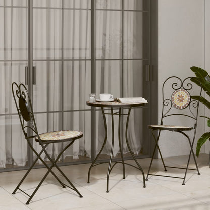 Set da Bistrot con Mosaico Terracotta e Ferro e Ceramica